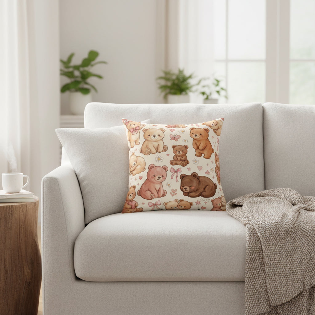 Bearly Cute.  Pearly Petals Pillow