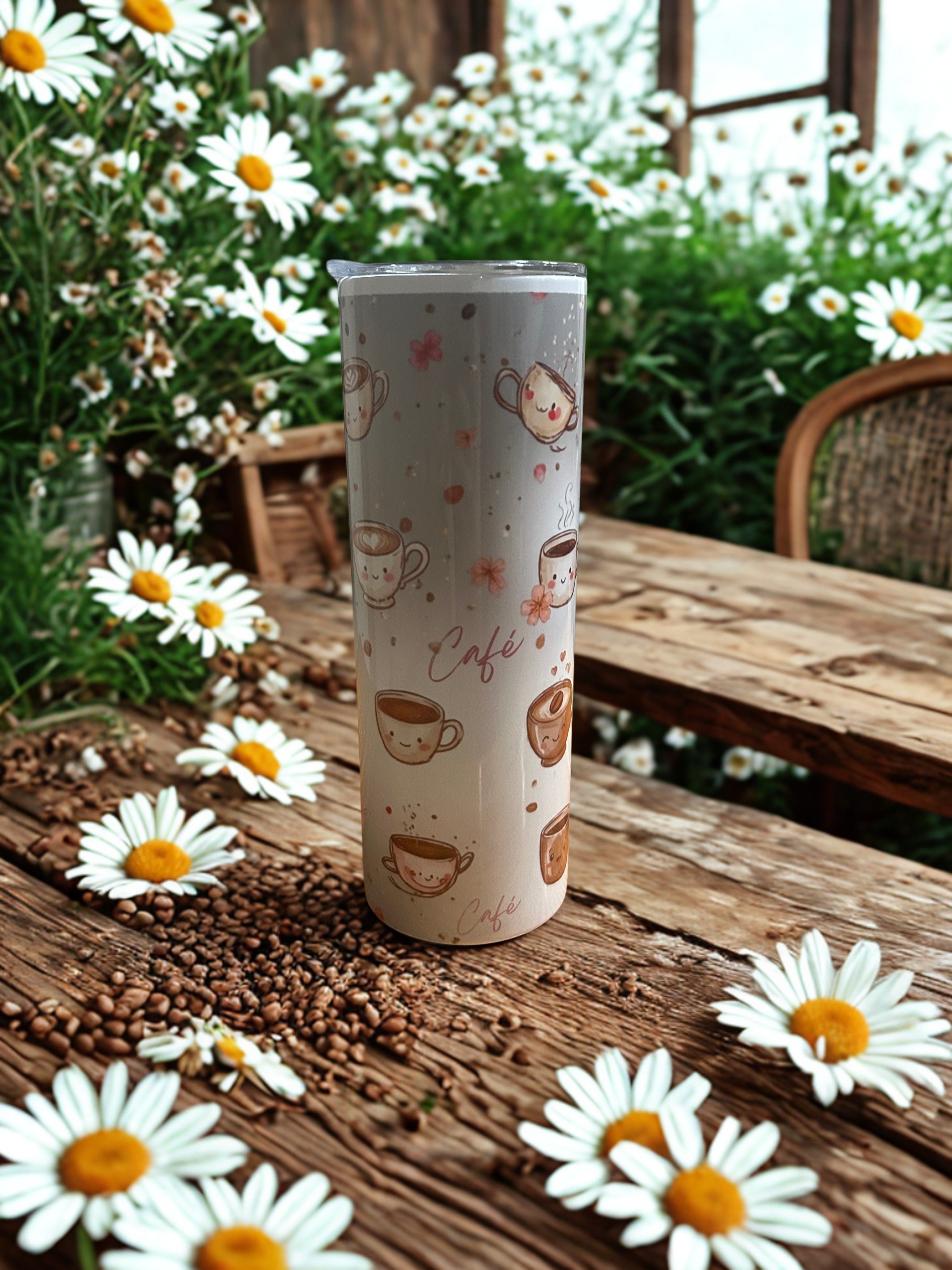 Cafe Classic, Pearly Petal Coffee Tumbler