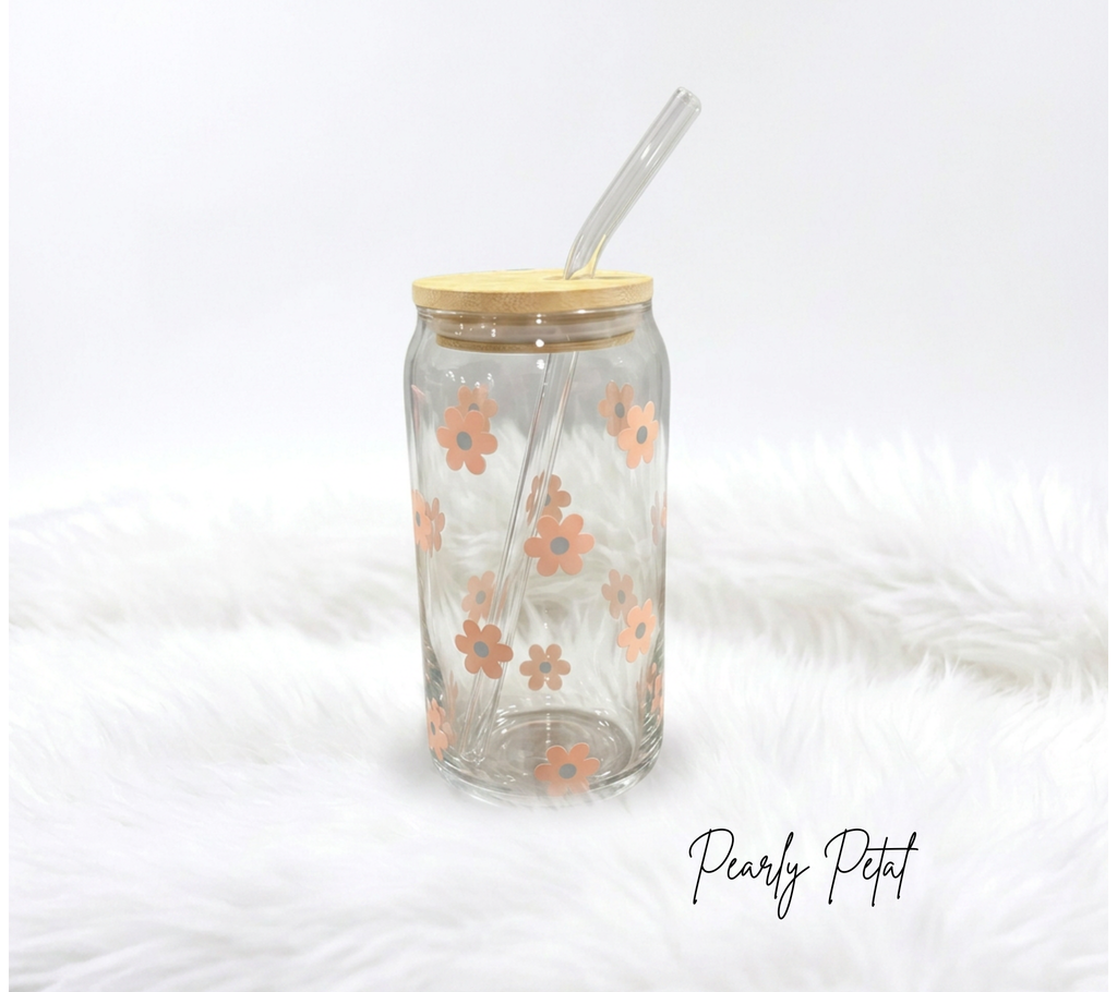 Rosie Shy Pearly Petals Glass Can